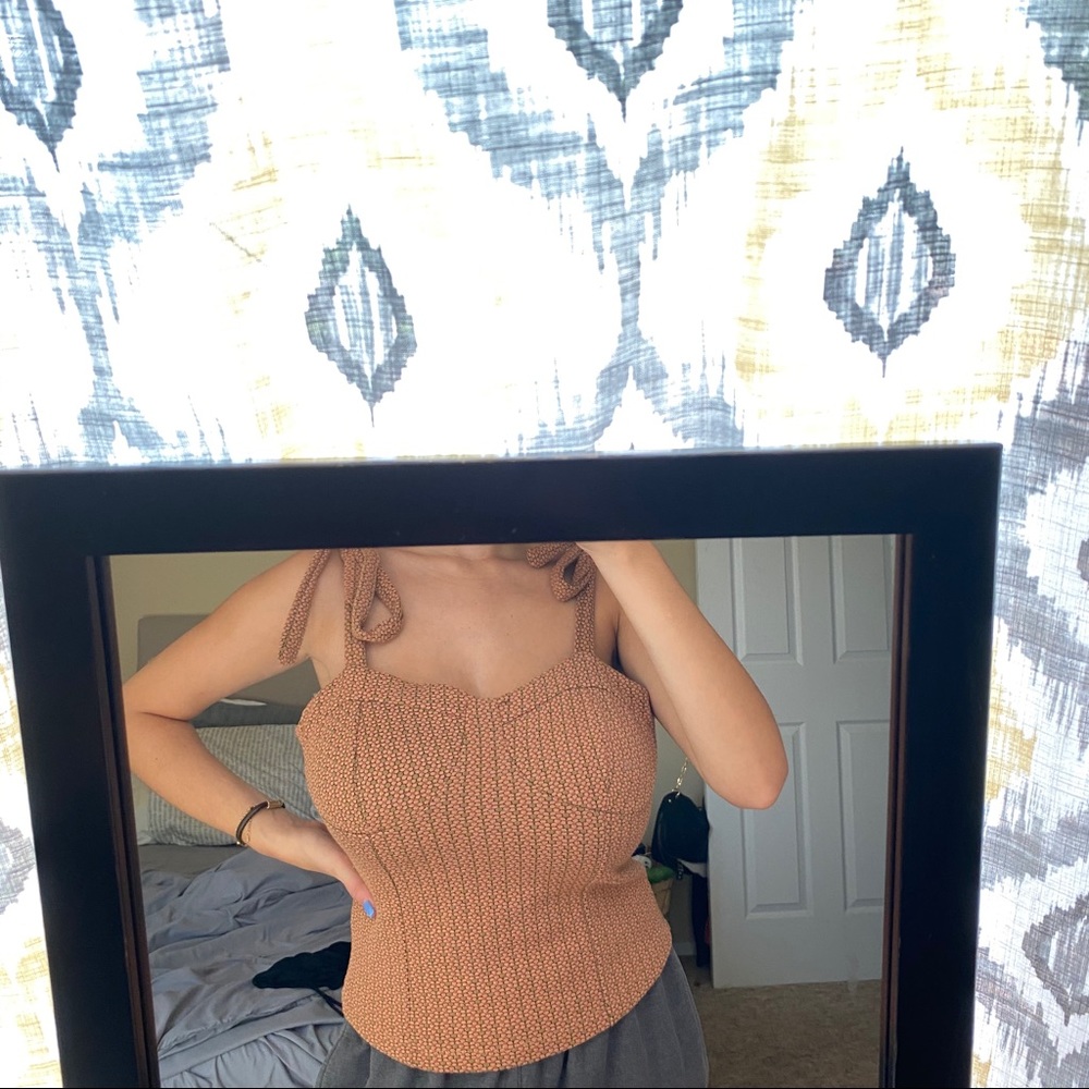 Tank top with tie shoulder details
